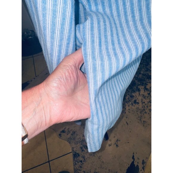 Jade Melogy Chambray Blue White Striped Jade XL Button-Up Long Sleeve Casual Top - Picture 10 of 10